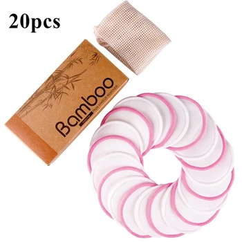 

Reusable 20pcs Bamboo Fiber Makeup Remover Pad Velvet Makeup Remover Wipes Face Wash Puff Washable Towel Makeup Remover Pad Set