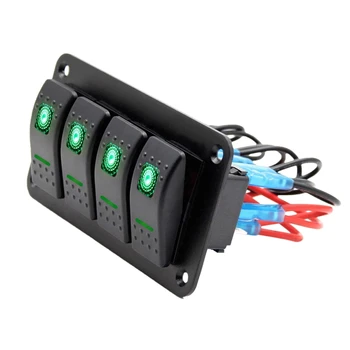 

4-Position Switch Panel, Waterproof Switch Type Backlight Toggle Switch Suitable for Automobiles, Marine Caravan 12V