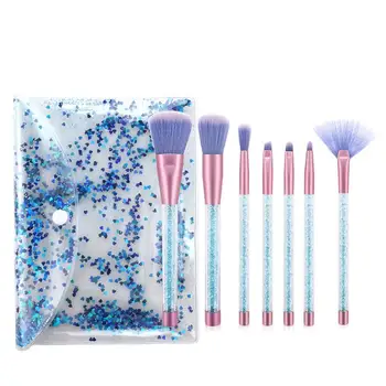 

7pcs/Set Pro Makeup Brushes Rhinestones Handle Travel Face Eye Cosmetic Pens Cosmetic Brushes + 1pc Storage Bag