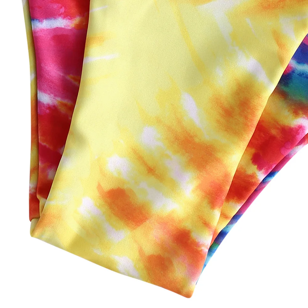 ZAFUL Tie Dye завязанный купальник бикини с мягкими чашечками сексуальный купальник женский галстук погружающийся в шею купальный костюм с пуш-ап шикарное эстетическое бикини