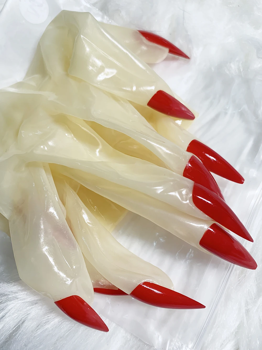 Cosplay Gloves Women's Men's Oil Shiny Transparent Super Thin Latex Zentai