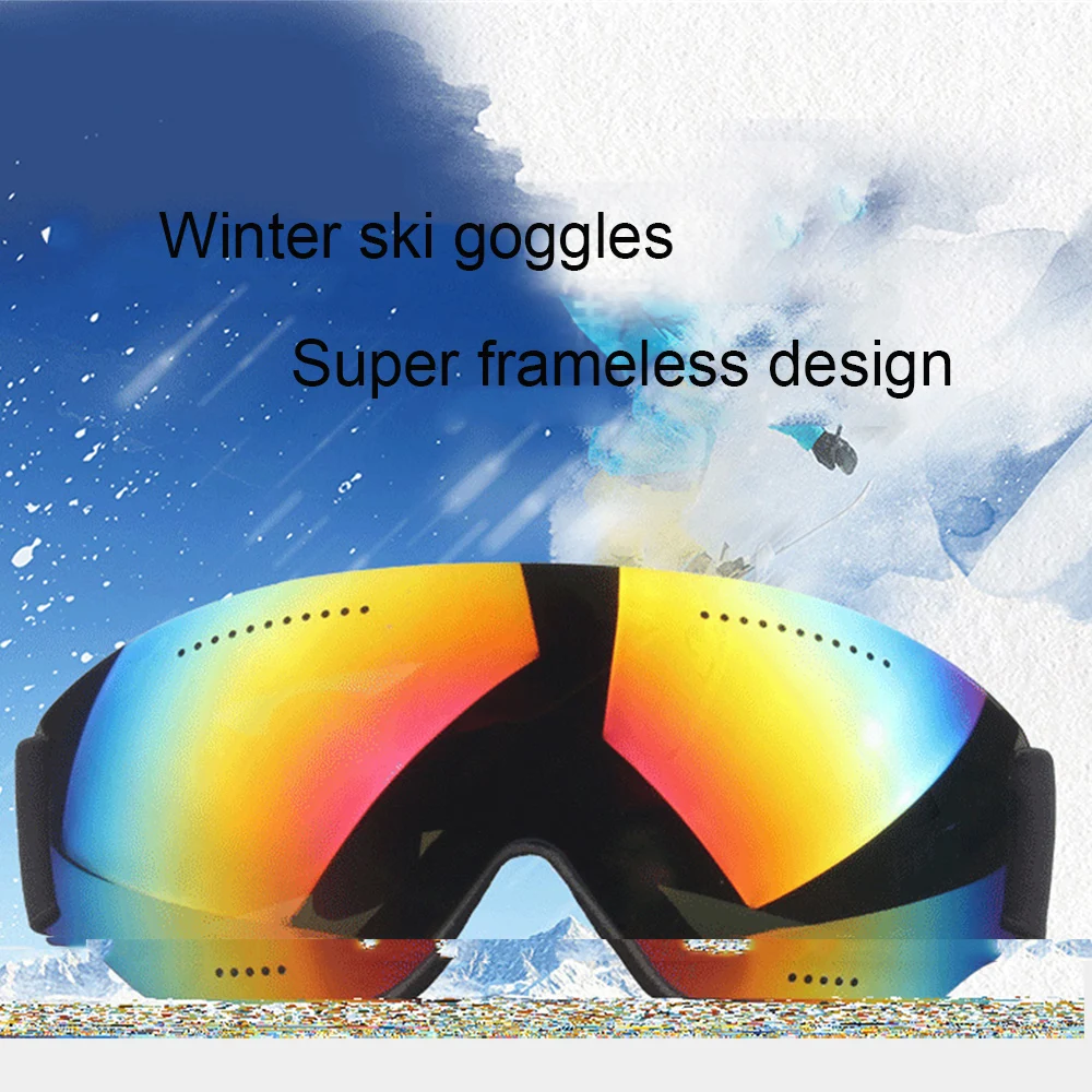 Ski Glasses Single Layer Large Spherical Cola Myopia Skiing Anti-fog UV400 Snow Mirror Goggles Windproof Mirror Adult Ski Mirror