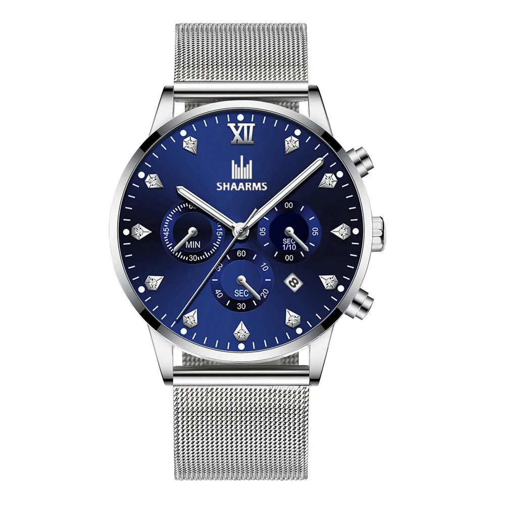 

New Men Luxury Watches Male Calendar Stainless Steel Mesh Casual Quartz Watch Relogio Masculino Men's Business Wristwatch Hot