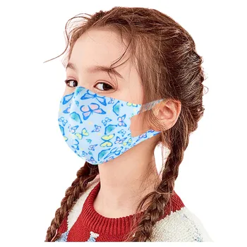 

Blue Butterfly Printed Mask For Kids Unisex Washable Reusable Mouth Face Mask Warm Windproof Protective Breathable Mask Mascarar