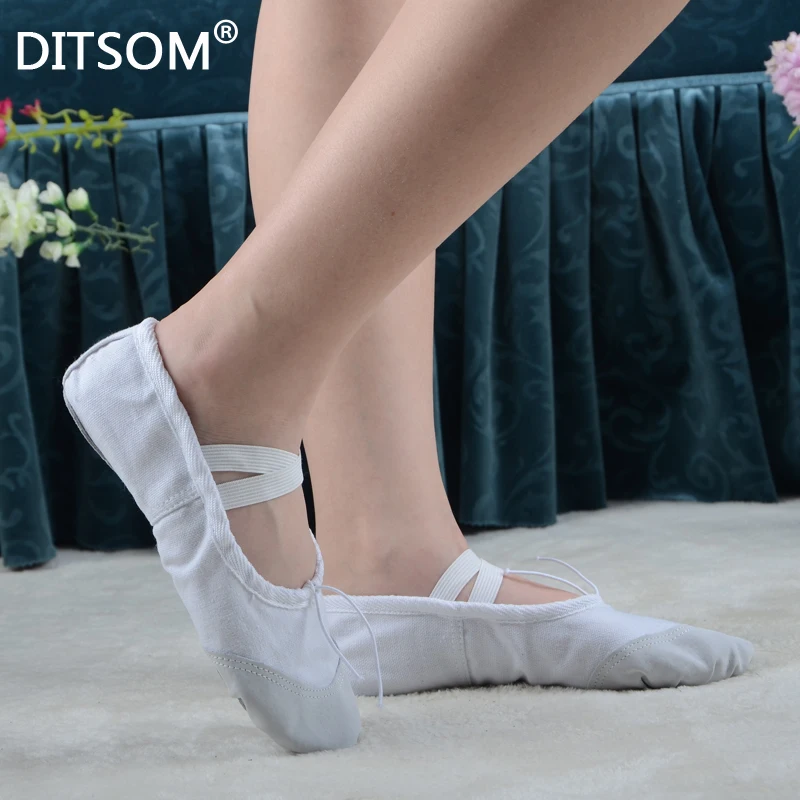Canvas Ballet Dance Shoes For Women Kids Soft Leather Toe Ballet Slippers Yoga Fitness Shoes Gym Shoes Twist Dancing Shoes 22-44