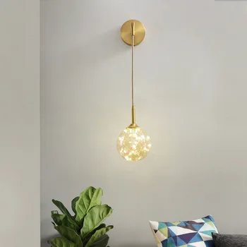 

Full Copper Bedside Lamp Wall Lamp Northern European Bedroom Wall Lamp Bedside Lamp Starry Personalized & Creative Living Room S