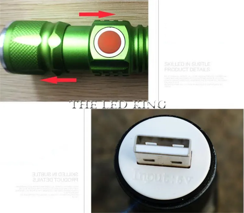 Светодиодный фонарик с USB перезаряжаемый светодиодный a T6 высокомощный фонарь на