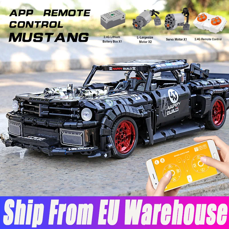 MOC 22970 светодиодный RTR V2 Кирпичи Модель Совместимость город техника RC Mustangsed Hoonicorns