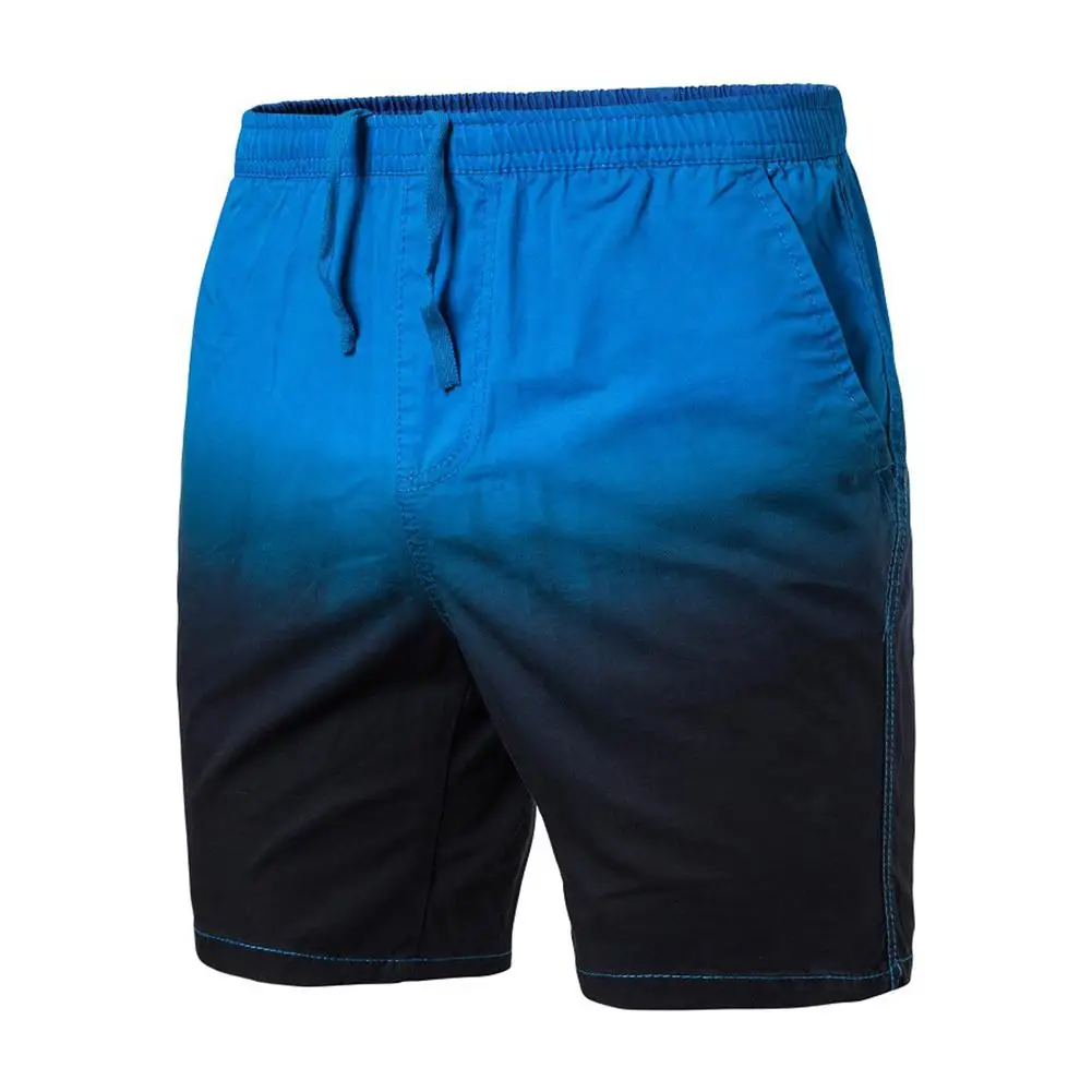 Yiwa мужские шорты летние свободные простые хлопковые градиентные эластичные талии прямые спортивные пляжные шорты средняя талия Градиент