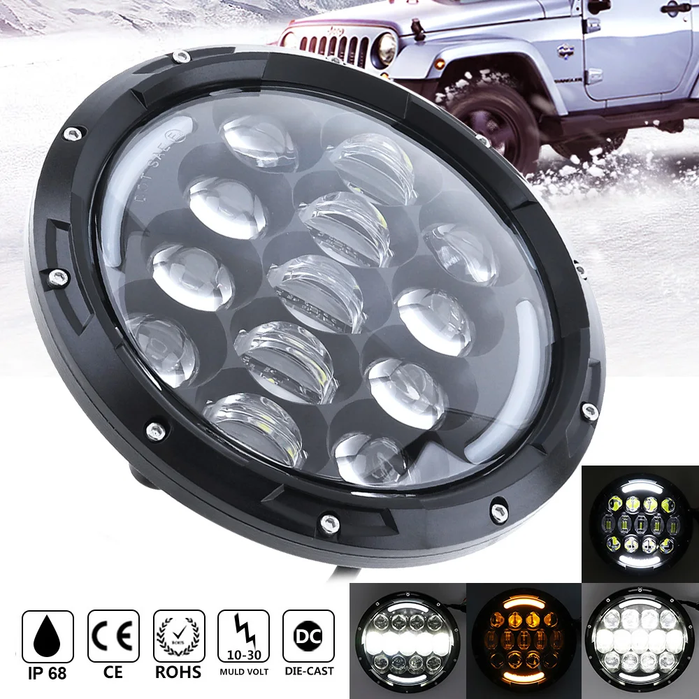 

7 Inch Round 105W LED Headlight 21pc x 5W intense Osram LED with Turn Signal DRL 6000K for Jeep Wrangler Jk Tj Davidson