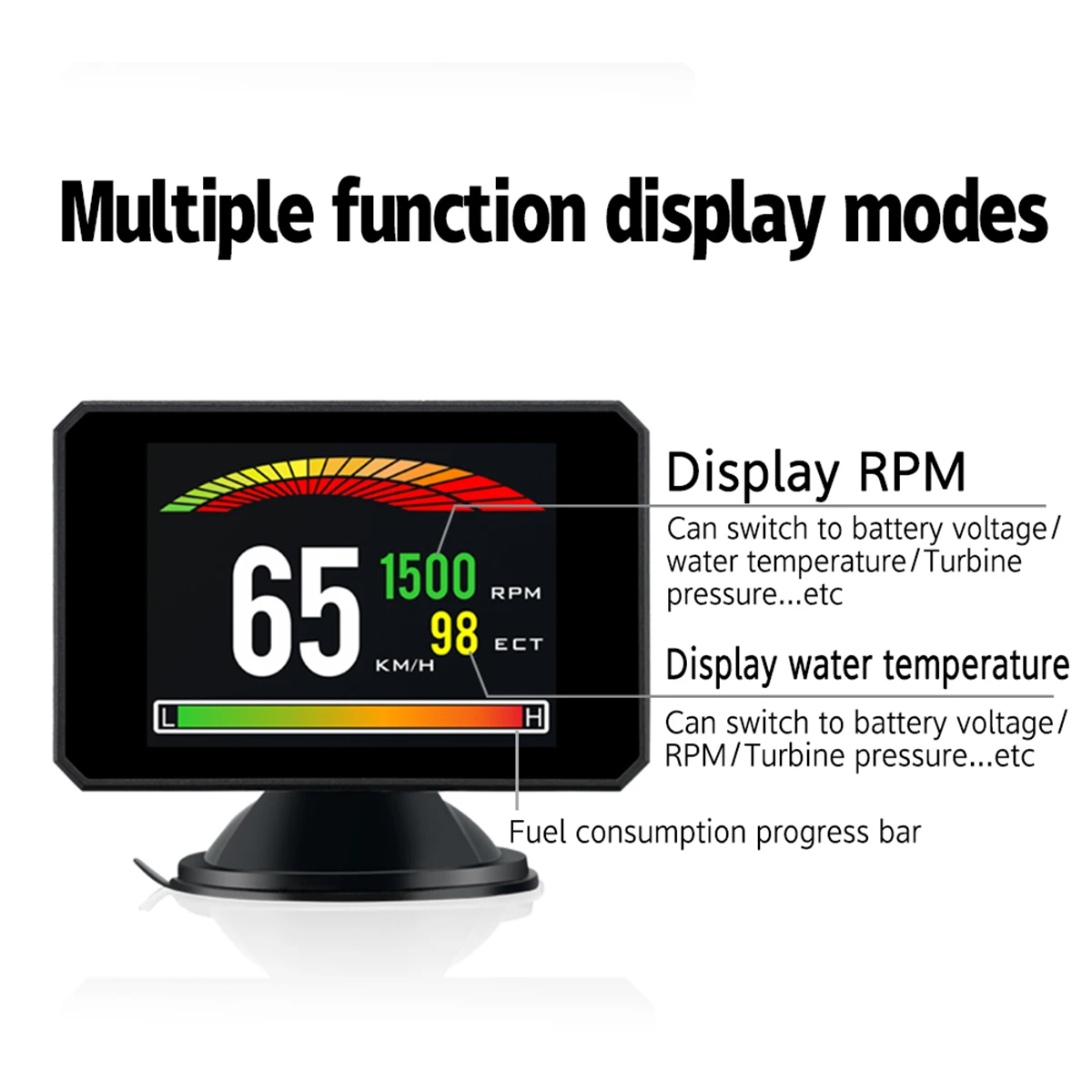 3-дюймовый черный P16 HD цифровой экран TFT Автомобильный HUD OBD2 на лобовое стекло Дисплей компьютер Диагностический Инструмент превышение скорости Предупреждение