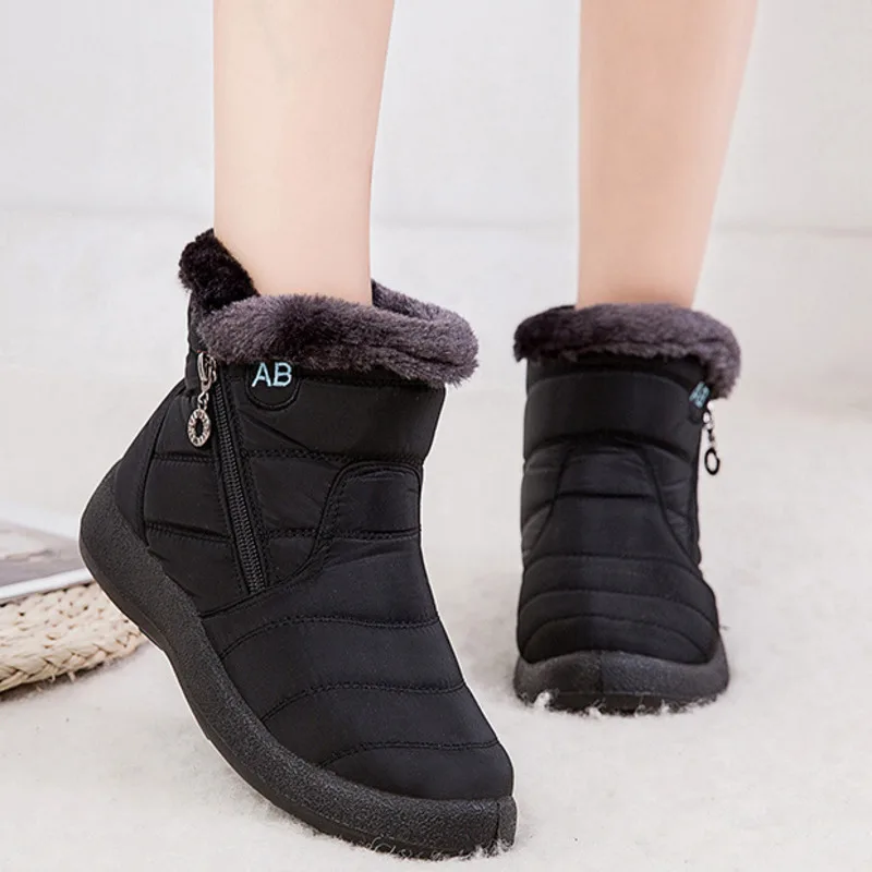 Женские ботинки Водонепроницаемые зимние плюшевые Теплые ботильоны Botas Mujer