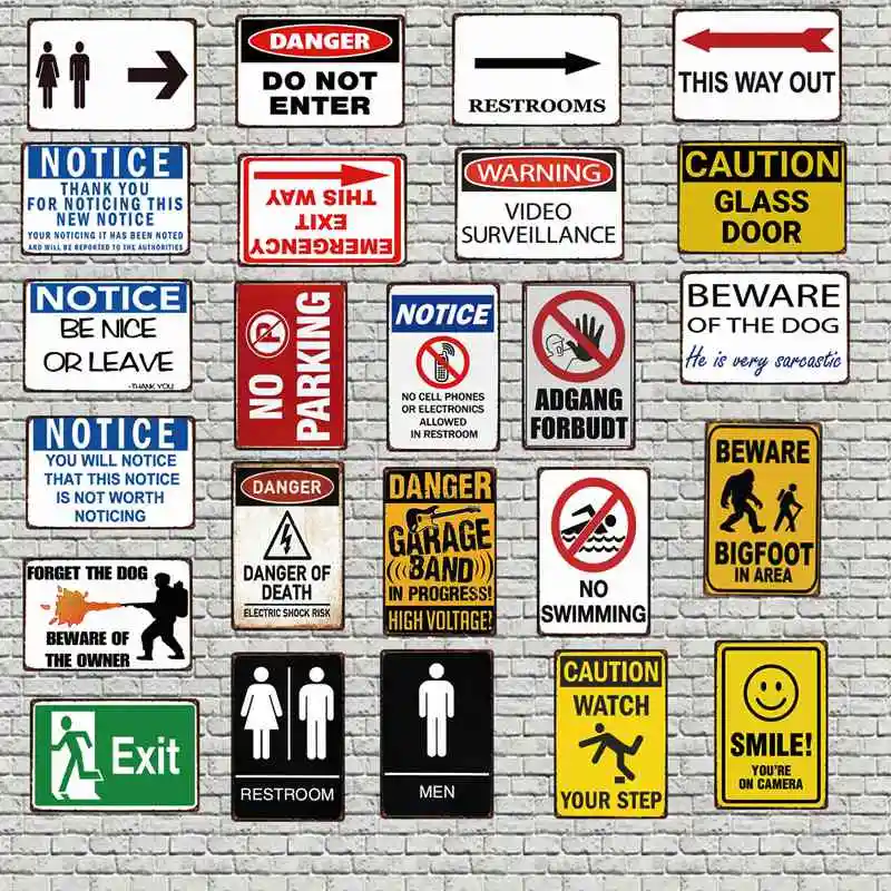 

Notice Sign Restroom Plaque Metal Vintage Exit Advertising Wall Poster Bar Shop Art Home Decor Cuadros DU-3300A