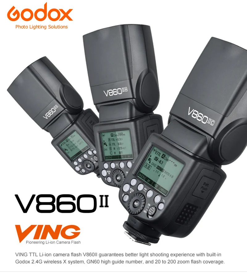 Godox V860 II V860II-S V860II-C 860II-N Speedlite литий-ионная батарея быстрая HSS вспышка для sony A7 A7S A7R для Nikon Canon Olympus Fuji