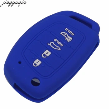 

jingyuqin 15p 4 Buttons Remote Folding Flip Key Case Cover Silicone For Hyundai Mistra Santa Fe Sonata Tucson Accent I30 I40 I45