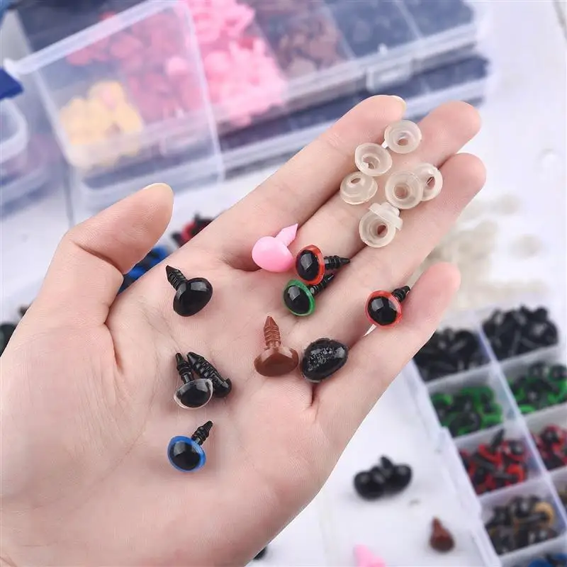 1 Box DIY Craft Eyes Noses Sets plastic safety eyes doll handmade accessories swing eyes doll eyes googly doll eyes plastic toy eyes safety eye tool craft supplies Plastic Colorful Safety Eyes Noses For Doll Craft DIY Making Tools