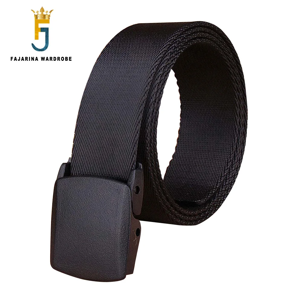 FAJARINA Good Nylon Men High Quality Plastic Buckle Belts Man Men's Design Fashion Styles 105-125cm Length 3.8cm Width CBFJ0074 cukup fashion design new nylon jacquard dragon printed canvas belt jeans accessories plastic buckle casual belts for men cbck230