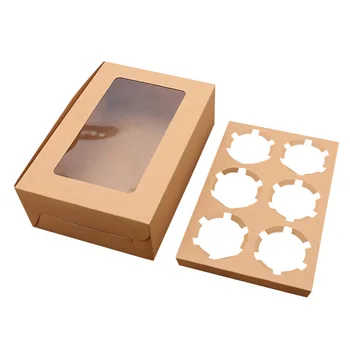 

10 Pcs DIY Paper Box White/Kraft Paper Gift Box Cake Packaging for Wedding Home Party Muffin 2/4/6 Holes Packaging P7Ding