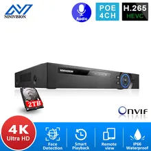 XMeye-NVR POE de 4 canales con reconocimiento facial, H.265 + 4K, NVR, Onvif, grabadora de vídeo de red, 24/7, cámara de grabación IP, sistema Onvif P2P