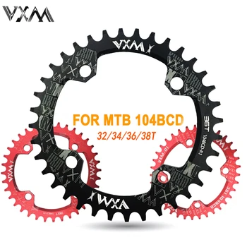 

VXM Bicycle Crank Round Oval 104BCD 32T/34T/36T/38T Chainring Narrow Wide Ultralight MTB Bike Chainwheel Circle Crankset Plate