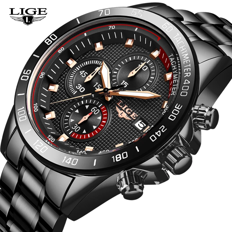 

LIGE New Mens Watches Stainless Steel Waterproof Watch Men Fashion Sport Quartz Watch Men business Date Clock Relojes Hombre+Box