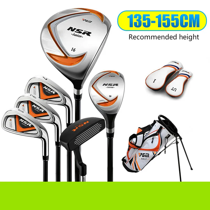 black orange 135-155 PGM Boys'Golf Club Комплект подходит для мальчиков и девочек 6 клубов JRTG006 - Цвет: black orange 135-155