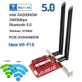 

3000Mbps Dual Band Pci-e 802.11ax Intel Wifi 6 AX200NGW Wireless Wi-Fi 6 Bluetooth 5.0 Network Card Adapter For PC computer