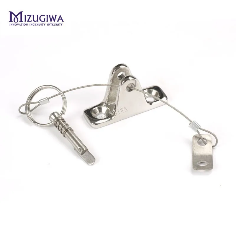 

Mizugiwa 316 SS Bimini Top 90 deg Quick Deck Hinge with Removable Pin, 3/4" x 2-1/3" Lanyard Boat Bimini Canopy Vertical Deck