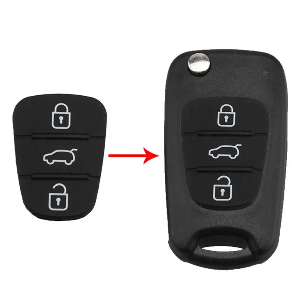 Key Case Car Key Shell Key Shell Car Replacement 3 Button Remote Key Fob Case Rubber Pad for Hyundai I10 I20 I30 IX35 for Kia K2 K5 Rio Sportage Flip Key Parts