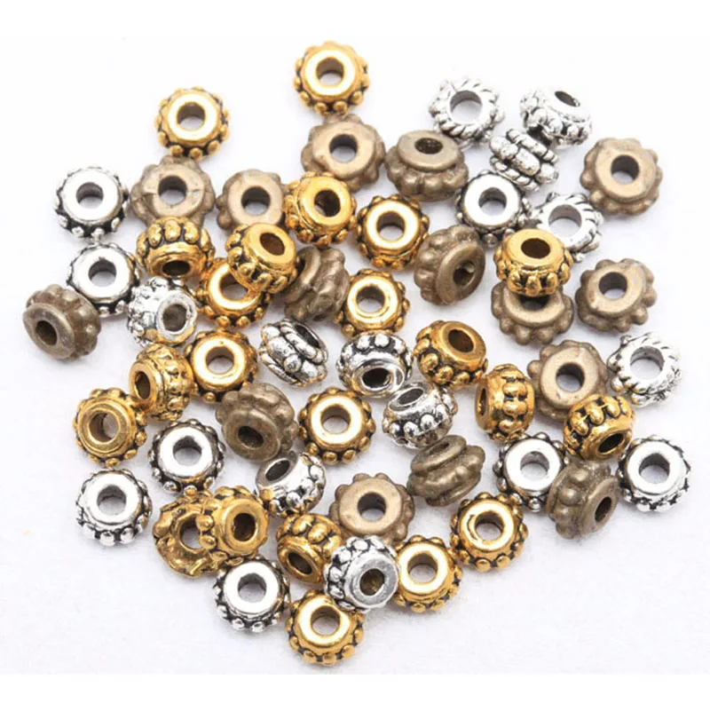 150pcs 5*3mm Tibetan Silver Color Flower Pattern Spacer Metal Bead For Jewelry Making Diy Bracelet Necklace AccessoiresWholesale | Украшения