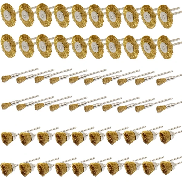 

Brass Wire Brushes Cup Wheels Polish Cleaning Brush Kit Polishing Attachment Die Grinder Rotary Tools Accessories 3 MM Mandrel 6