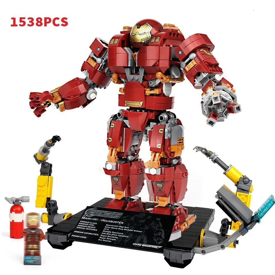 

1538PCS Building Blocks Hulkbusters Iron Man Robot Figures Brick Compatible Marveled Avengers Educational Blocks Toys Children