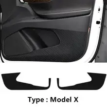 2pcs Black Carbon Fiber Car Anti-Kick Pads Brand New Auto Door Protector Cover Trim Stickers Accessories For Tesla Model X