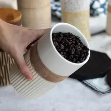 Креативная керамическая банка для кофейных зерен, бутылка для хранения, герметичная кофейная бутылка ручной работы, бутылка для сухого сахара, кухонная емкость для хранения фруктов и зерновых