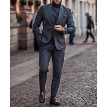 

New Fashion Wedding Tuxedos Slim Fit Suits For Men Groomsmen Suit Two Pieces Cheap Prom Formal Men Blazer Suits (Jacket +Pants