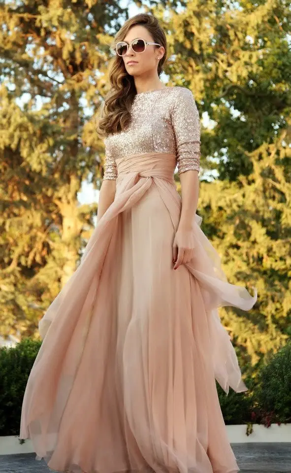2015 Moslim Vrouwen Avondjurken Sequin Top Chiffon Champagne Abaya In Dubai Arabisch Kaftan Lange Avondjurken Met Lange Mouwen 2015 Moslim Vrouwen Avondjurken Sequin Top Chiffon Champagne Abaya In Dubai Arabisch Kaftan Lange Avondjurken Met Lange Mouwen