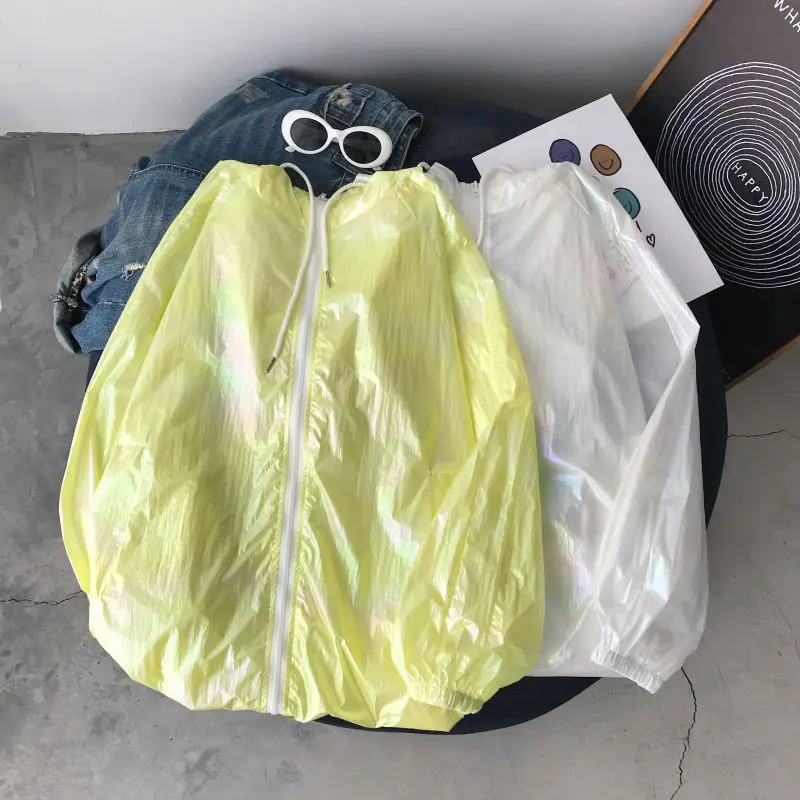 

Bright Jacket Men's Fashion Casual Loose Hip-hop Bomber Jacket Men Streetwear Wild Loose Thin Hooded Jacket Summer S-2XL