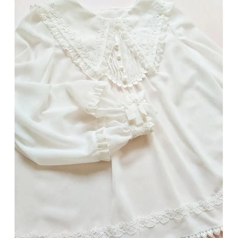Pointed Collar Chiffon Blouse Long Sleeve Lolita