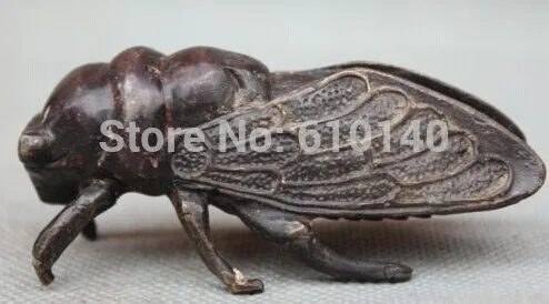 Старый китайский фэншуй животное фиолетовая бронзовая cicada Spittor Статуя