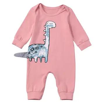 

Baby Girls Cute Dinosaur Print Soft Cotton Long Sleeve Long Pants Antumn Jumpsuit Romper For Baby Clothing