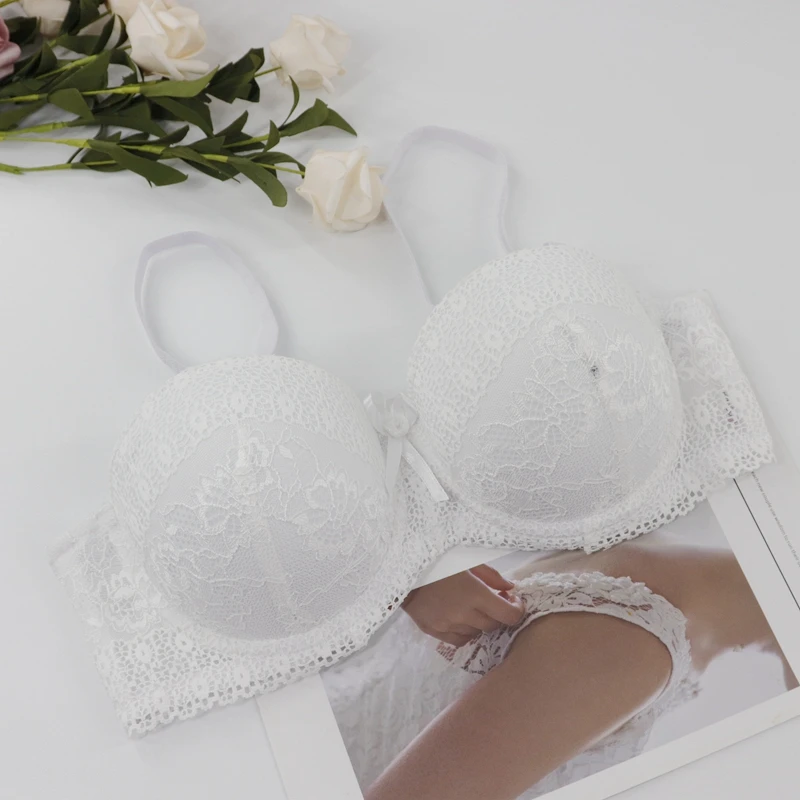 Beauwear 34A-40D, супер мягкий бюстгальтер, пуш-ап, кружевное цветочное женское нижнее белье, сексуальное нижнее белье, чашечки 1/2, регулируемые лямки, женский бюстгальтер, bh - Color: White