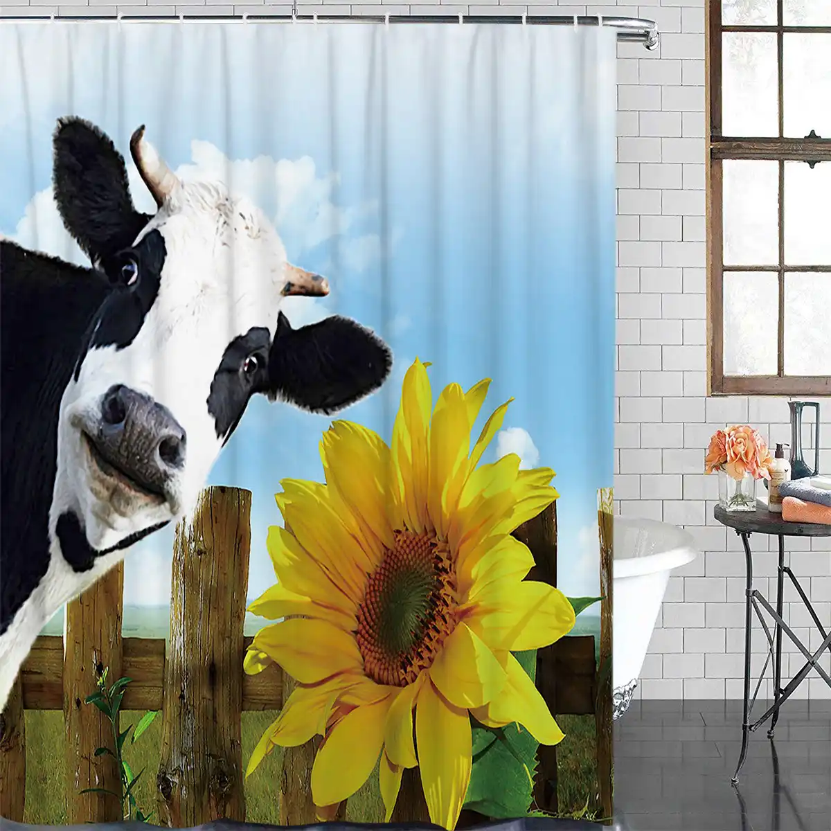 Country Style Animal Cow Sunflower Modern Home Decor Bathroom Waterproof Shower Curtain Shower Curtains Aliexpress