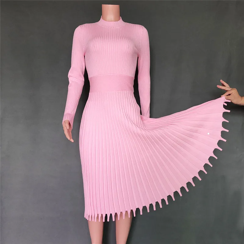 pleated sweater dress44