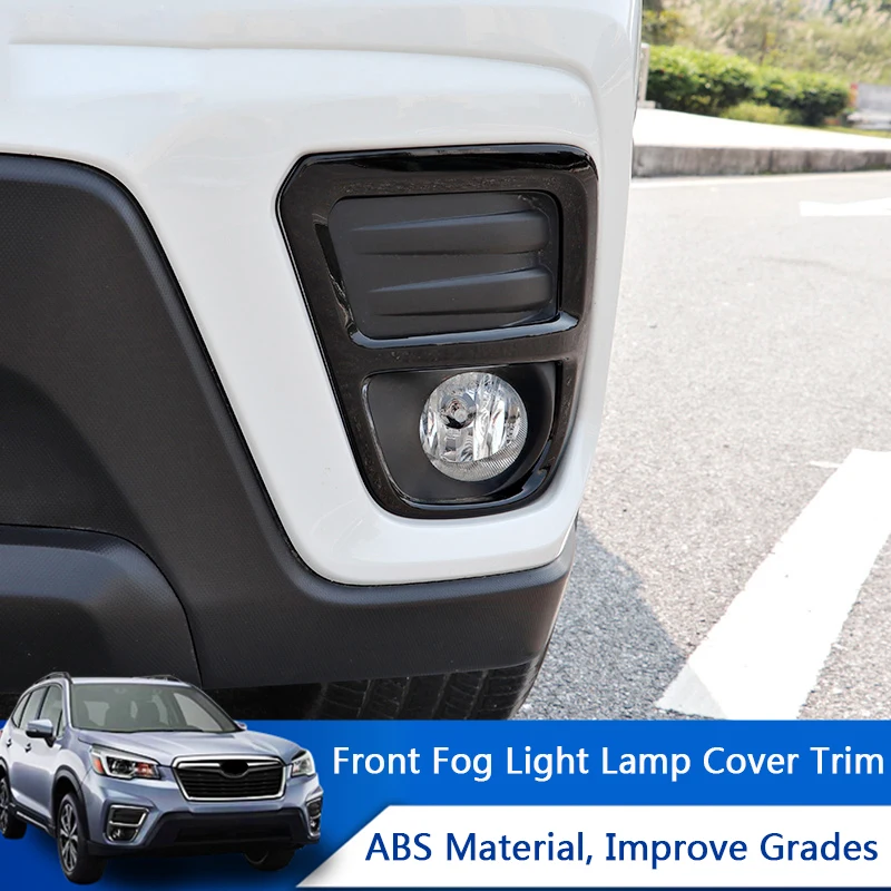 

QHCP Front Fog Light Cover Frame Fog Lamp Decorative Stickers Trim ABS Baking Black 2Pcs For Subaru Forester 2019 2020 Accessory