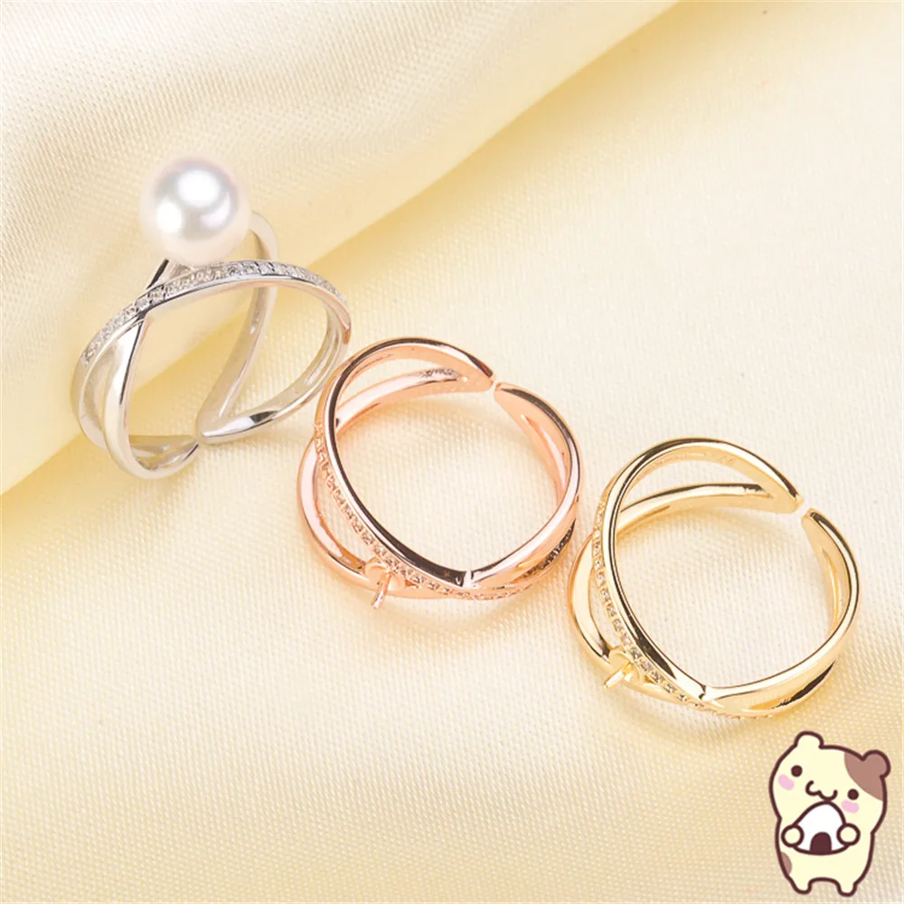 

Free Shipping Wholesale Silver Plated Pearl Ring Accessories Types Creative Ring for Women DIY Pearl jewelry Gifts 2019J074