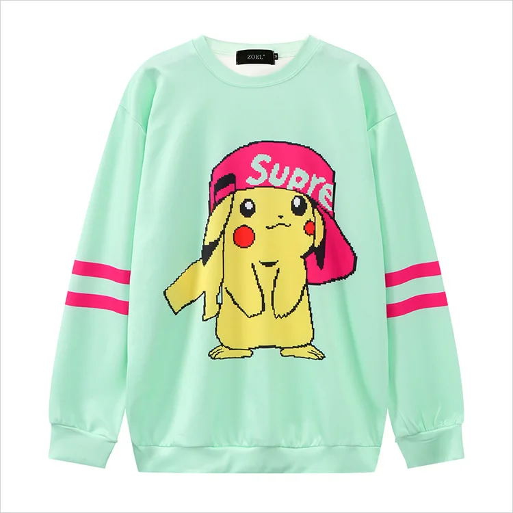 Hiawatha новые осенние хлопковые Свободные толстовки для женщин Harajuku Мультфильм Печатный свитер 7 цветов WY1886