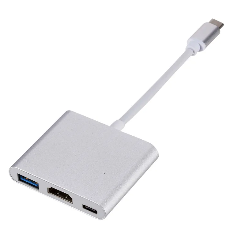 USB-C-HDMI 3 в 1 кабель-конвертер для samsung huawei Apple Usb 3,1 Thunderbolt 3 type-C Кабель-адаптер HDMI 4K 1080P - Цвет: Silver A version