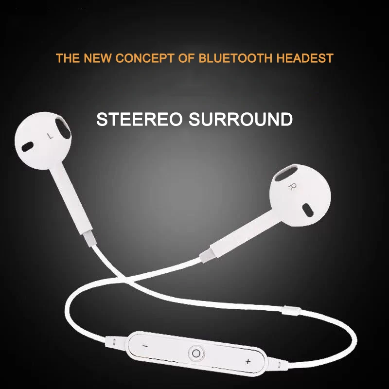 

S6 Sport Wireless Headphone Neckband Line-controlled Bluetooth Earphone with Microphone call volume control For phone