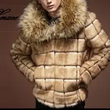 Xnxee мужское меховое пальто с воротником, индивидуальная искусственная кожа, мех кролика, куртка, большой размер, отложной воротник, верхняя одежда 4XL