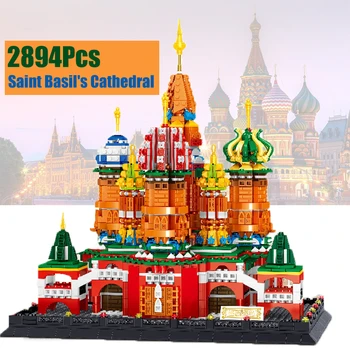 

2020 Moscow City Street View 2894Pcs Architecture Saint Basil's Cathedral Building Blocks Model Set Bricks Toys Christmas Gift